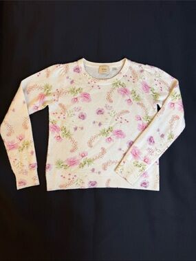 Elie Tahari - Cashmere Cream Floral Crewneck Sweater  / XS